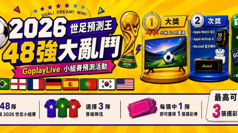 世界盃小組賽預測活動開跑拉~~快來一起預測抽大獎